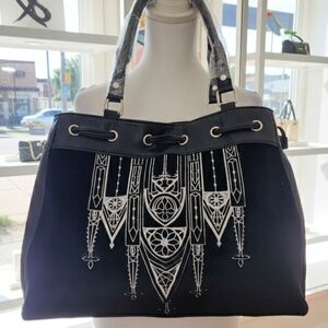Hot Topic Black Tote with White Embroidery